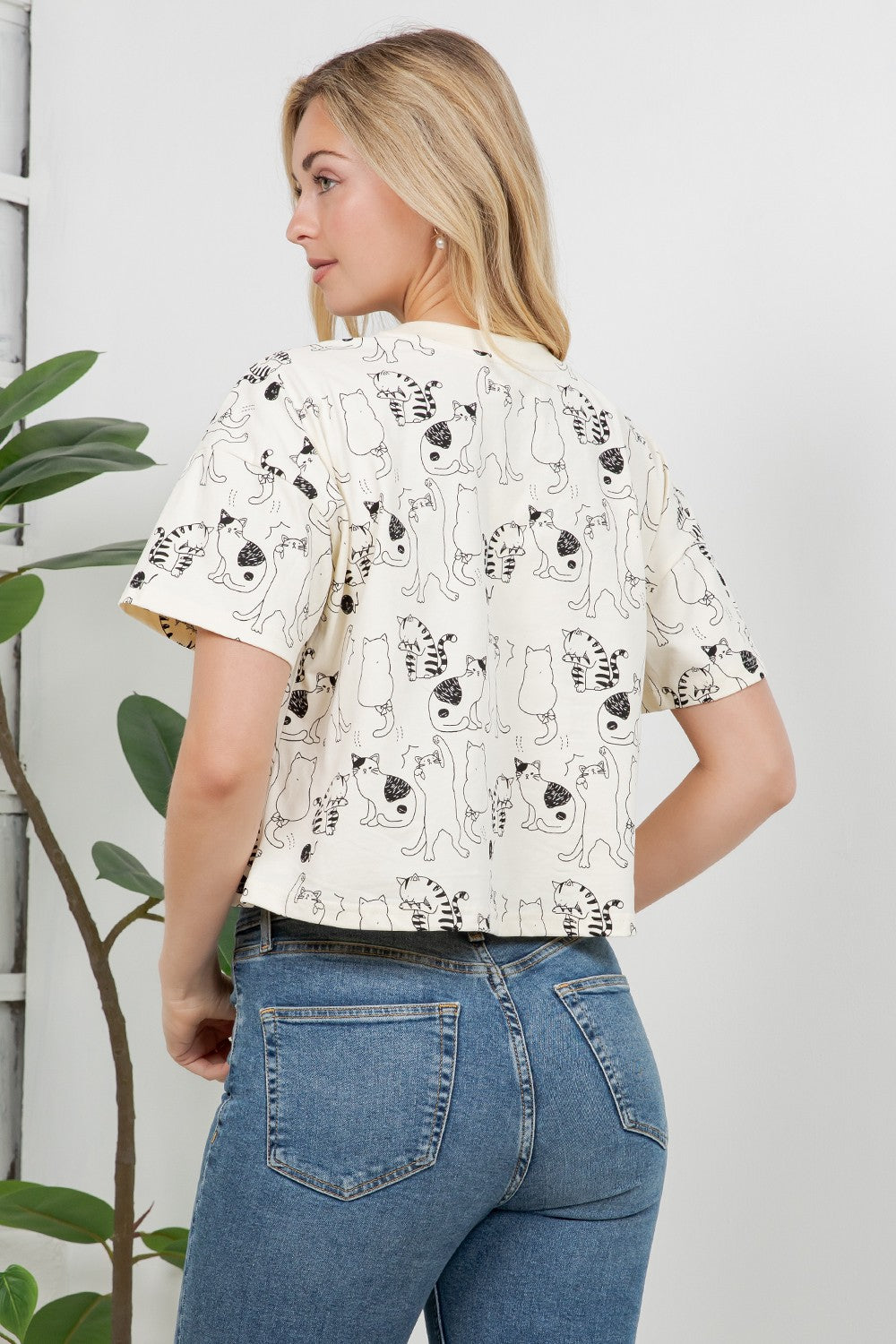Cat Crop Top Tee
