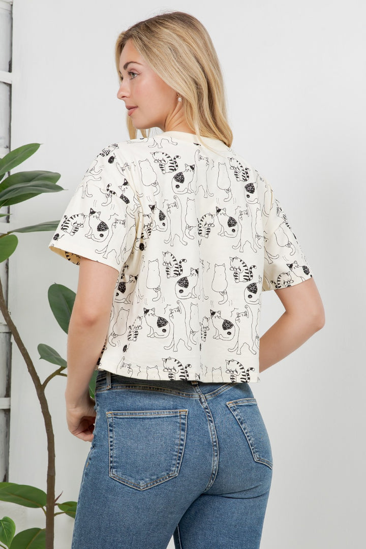 Cat Crop Top Tee