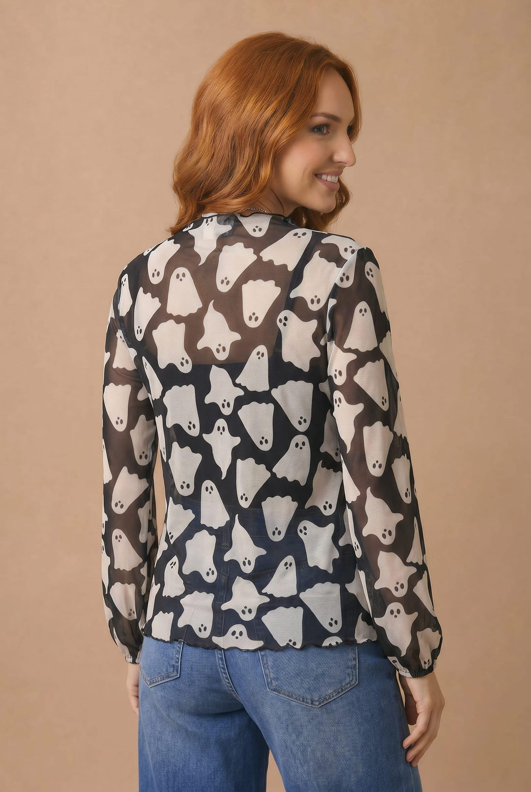 Halloween Sheer Long Sleeve Ghost