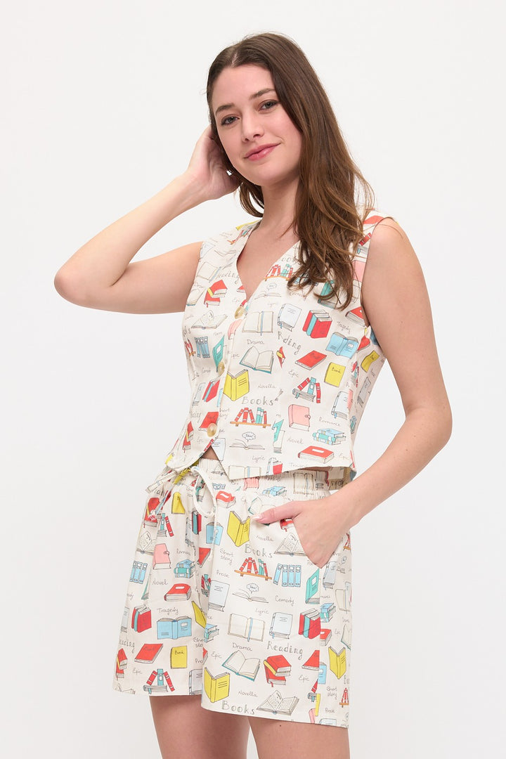 Books Buttoned Vest