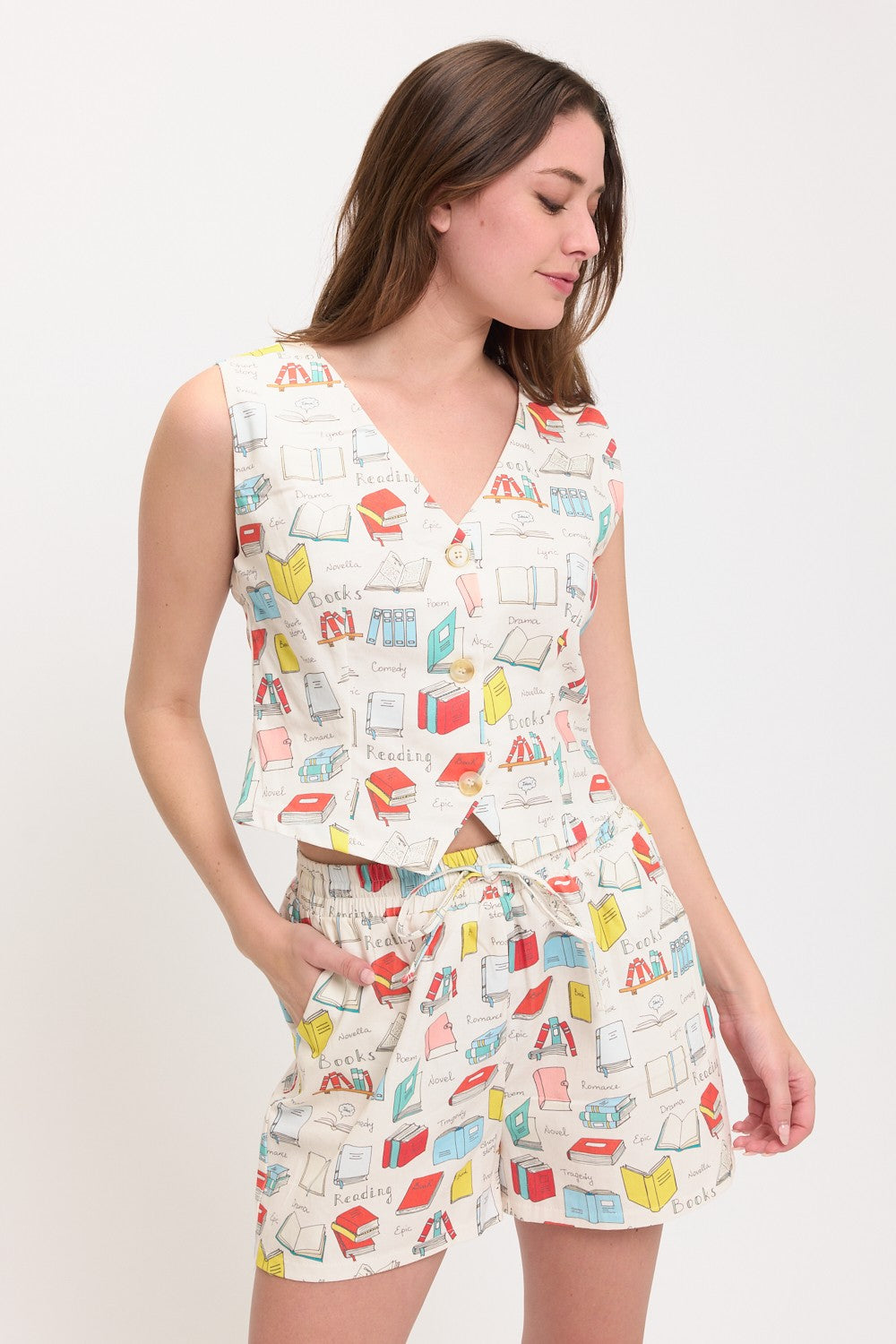 Books Buttoned Vest