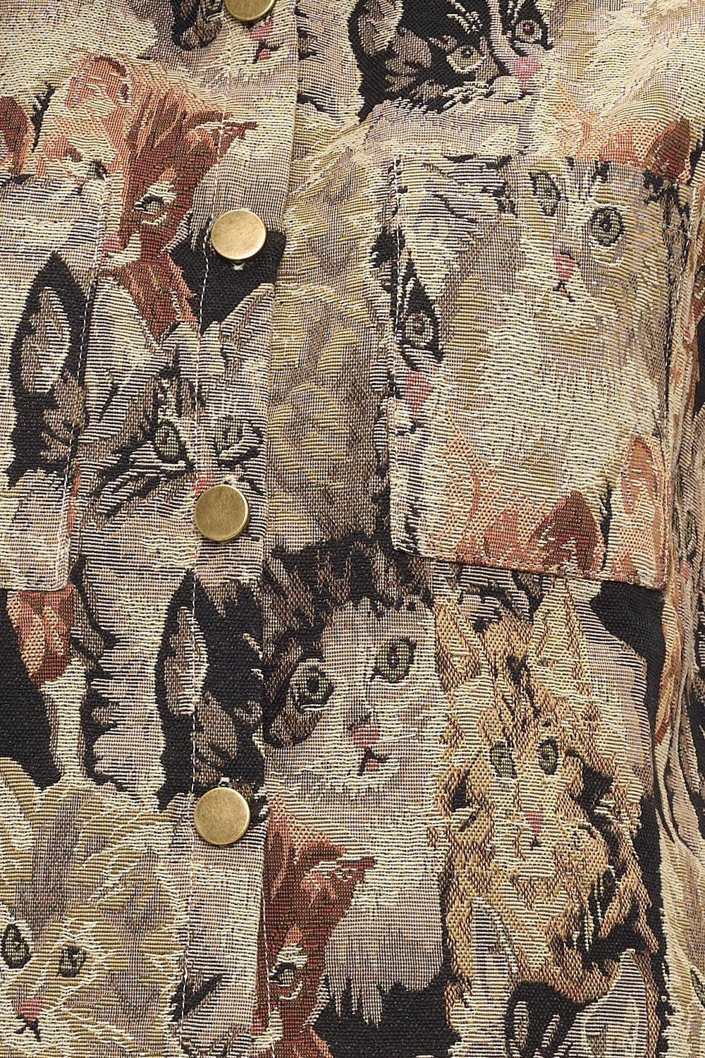 Cat Tapestry Buttoned Vest