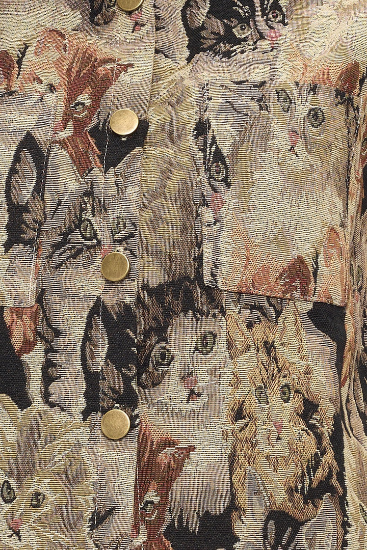 Cat Tapestry Buttoned Vest