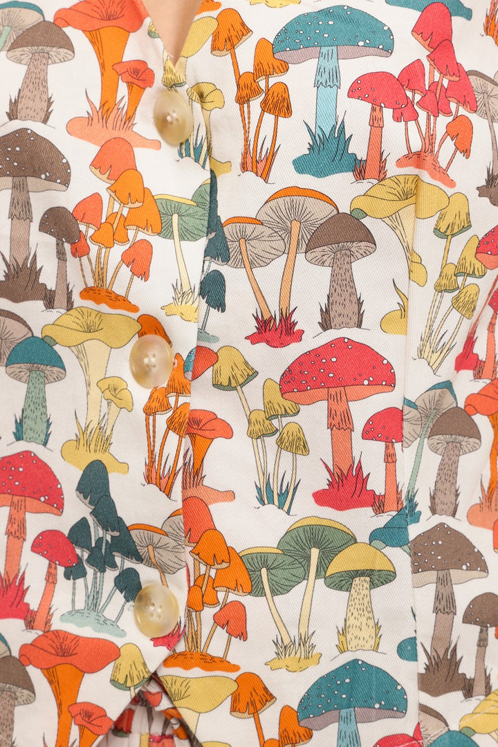 Colorful Mushroom Buttoned Vest