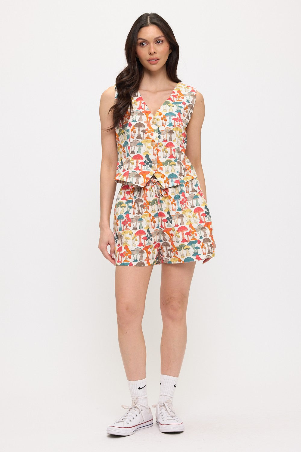 Colorful Mushroom Buttoned Vest