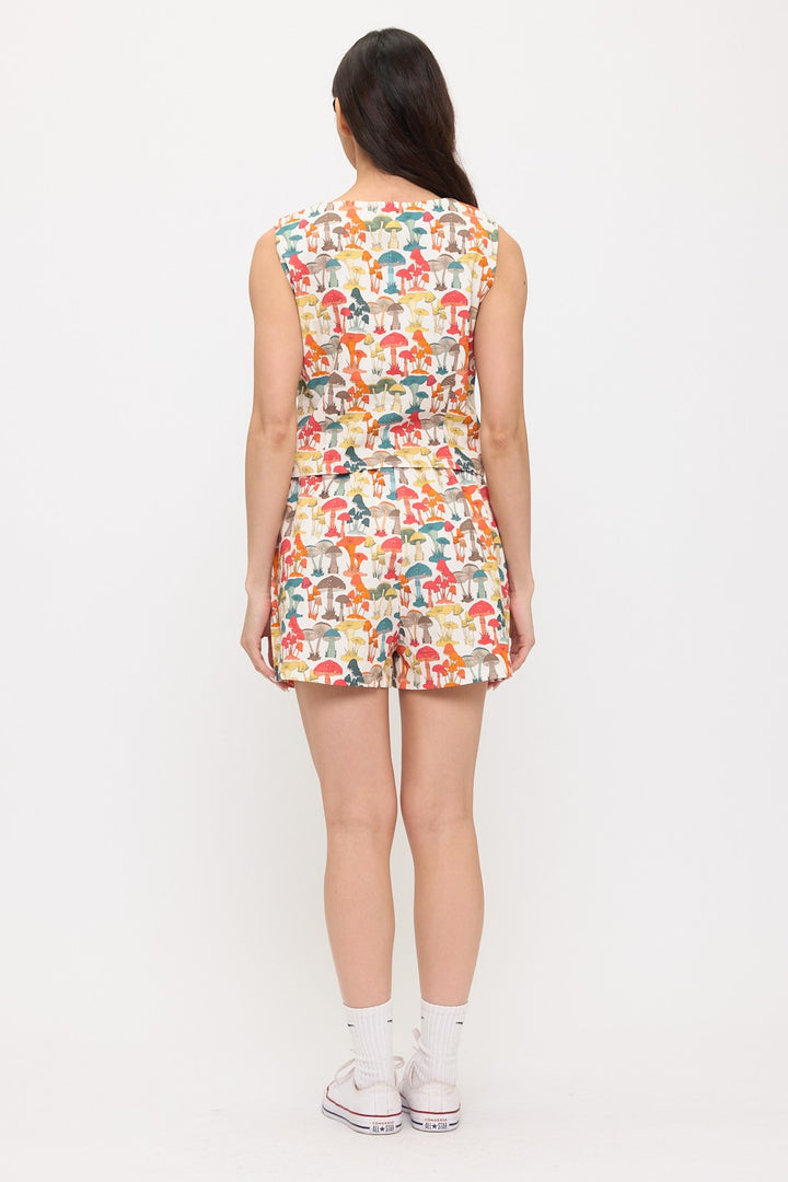 Colorful Mushroom Buttoned Vest