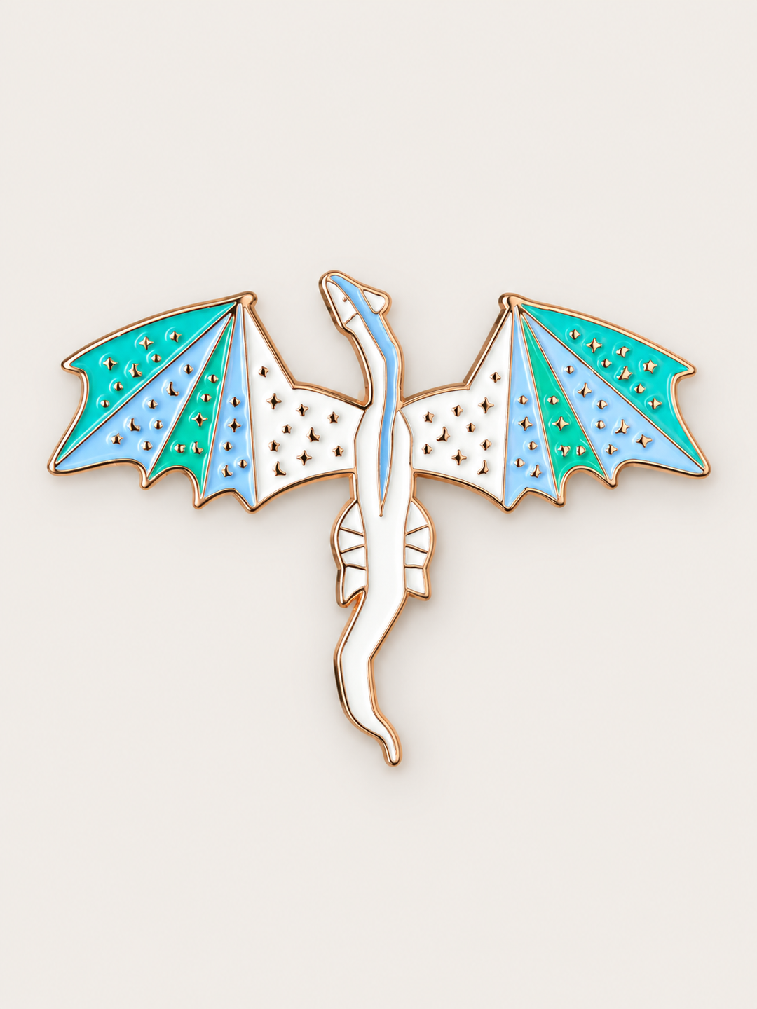 White Dragon Pin shown on a warm neutral background