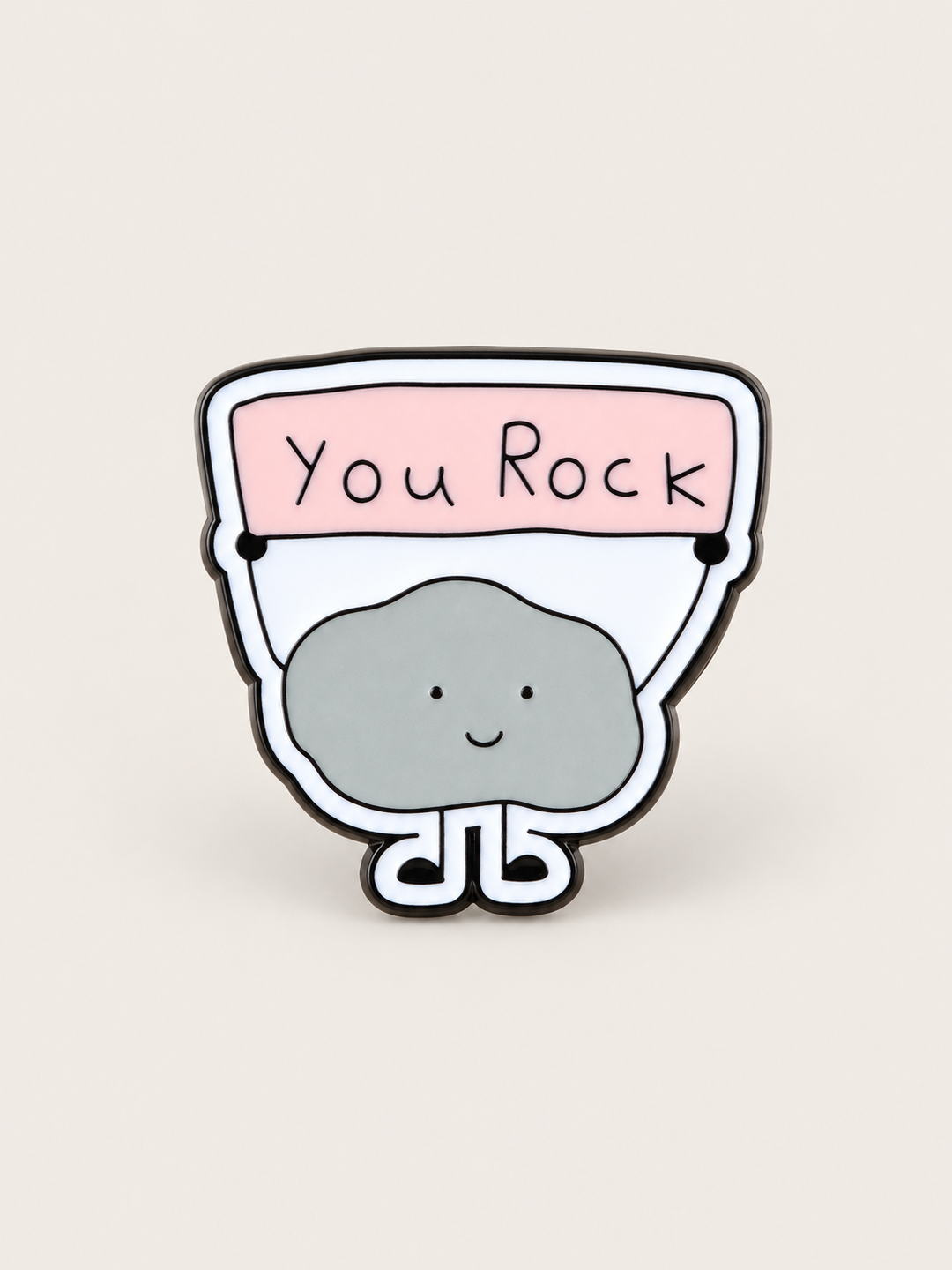 You Rock Cute Rock Pin shown on a warm neutral background