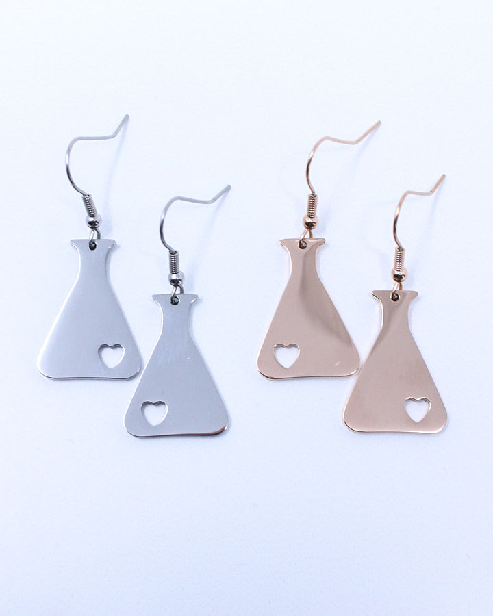Science Beaker Heart Earrings
