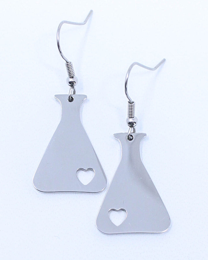 Science Beaker Heart Earrings