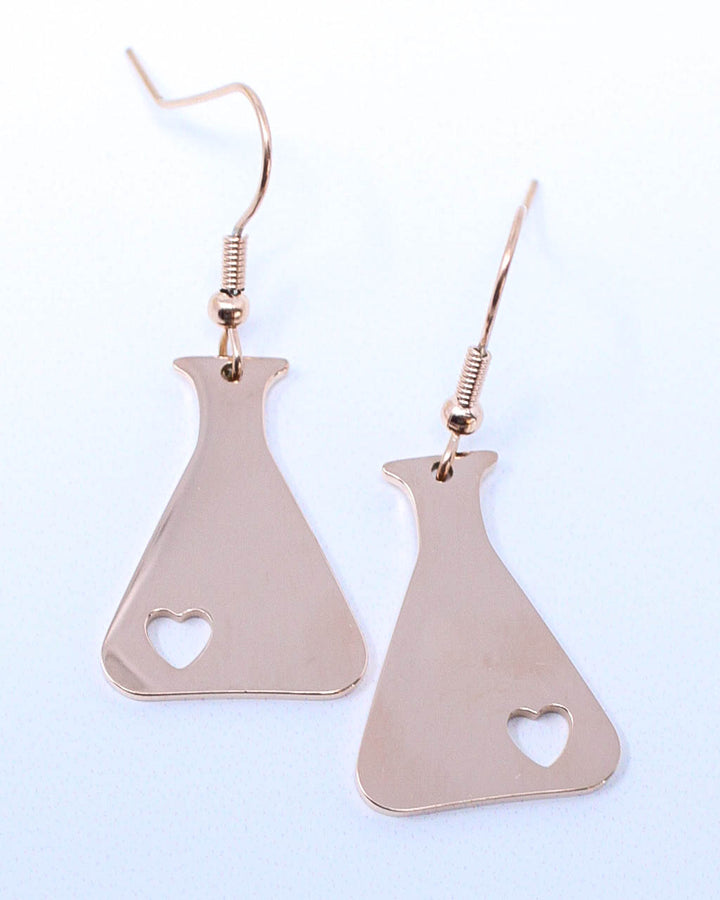 Science Beaker Heart Earrings