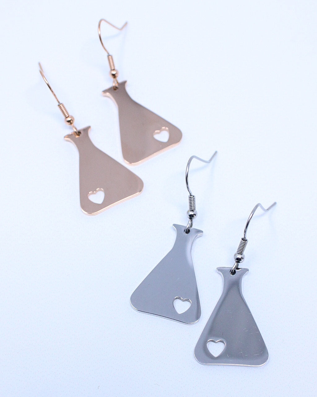 Science Beaker Heart Earrings