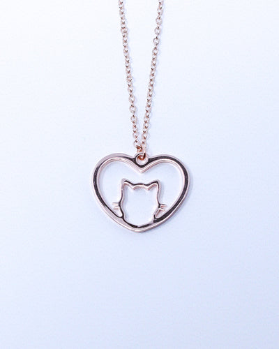 Cat in Heart Necklace