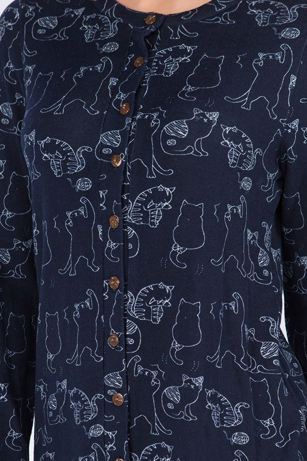 Cat Cardigan Navy