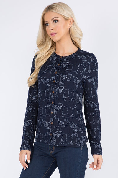 Cat Cardigan Navy