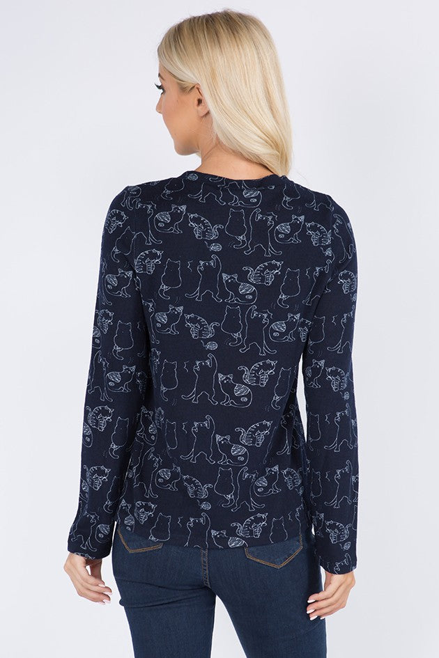 Cat Cardigan Navy