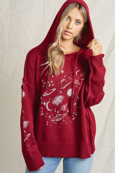 Galaxy Knit Sweater Red