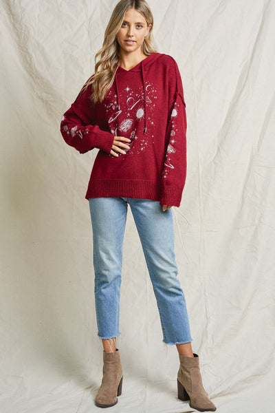 Galaxy Knit Sweater Red