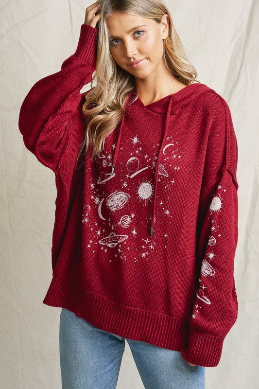 Galaxy Knit Sweater Red