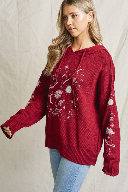 Galaxy Knit Sweater Red