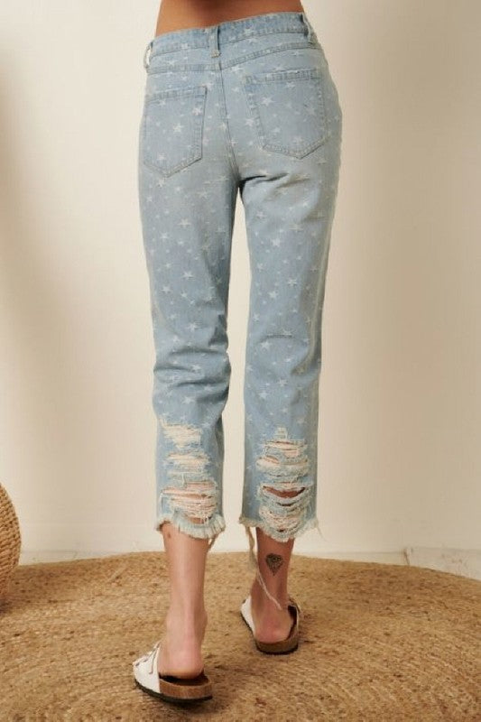 Star Distressed Denim Jeans
